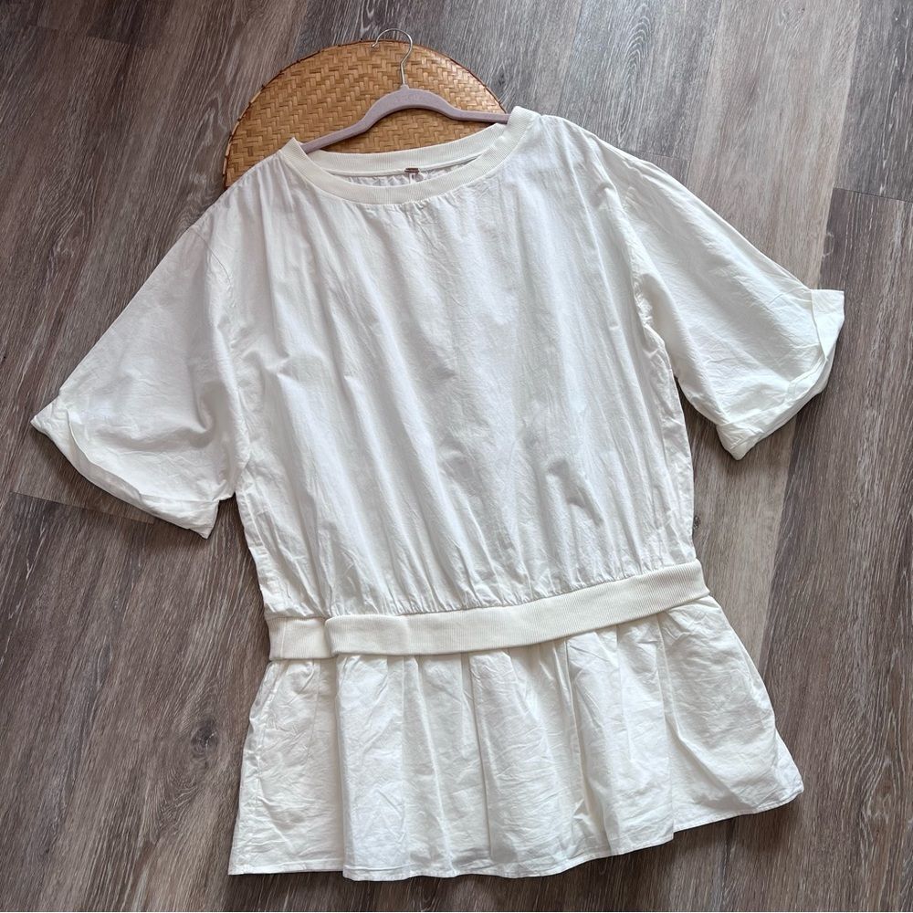 Free people white cotton drop waist tunic dress